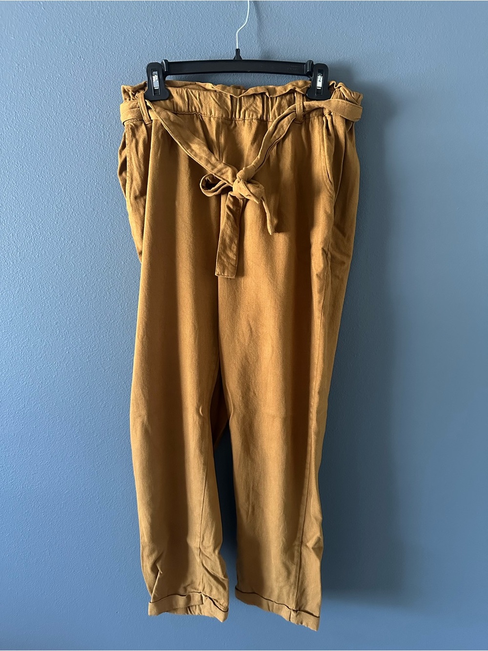 Tie-Waist Paperbag Pants - Mustard